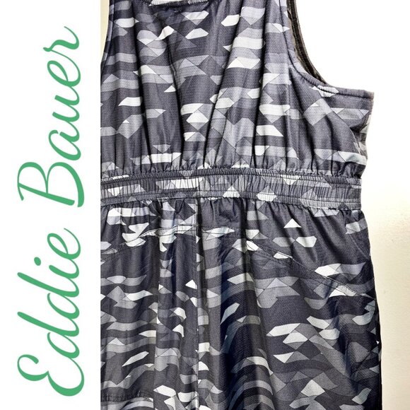 EDDIE BAUER POWDER SEARCH SKI BIB GRAY GEOMETRIC WINTER INSULATED, YOUTH MEDIUM - Picture 8 of 16